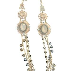 Ann Taylor Silver Rhinestone & Beaded Necklace NWT